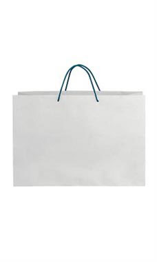 Large White on Kraft Premium Folded Top Paper Bags Navy Rope Handles