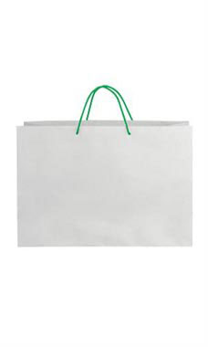 Large White on Kraft Premium Folded Top Paper Bags Kelly Green Rope Handles