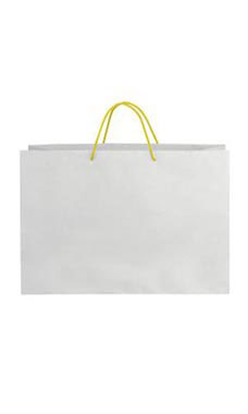 Large White on Kraft Premium Folded Top Paper Bags Yellow Rope Handles