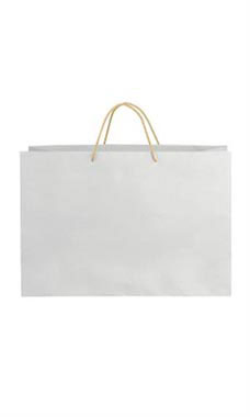 Large White on Kraft Premium Folded Top Paper Bags Light Gold Rope Handles
