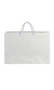Large White on Kraft Premium Folded Top Paper Bags Purple Rope Handles