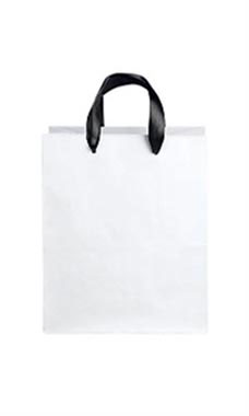 Medium White Premium Folded Top Paper Bags Black Ribbon Handles