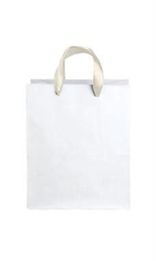 Medium White Premium Folded Top Paper Bags Ivory Ribbon Handles