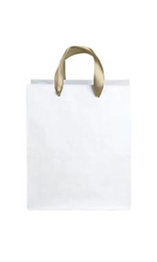 Medium White Premium Folded Top Paper Bags Gold Ribbon Handles