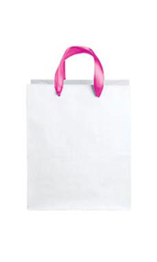 Medium White Bags Hot Pink Ribbon Handles | SSW