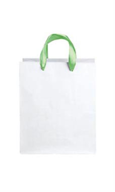 Medium White Premium Folded Top Paper Bags Neon Green Ribbon Handles