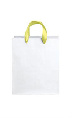 Medium White Premium Folded Top Paper Bags Yellow Ribbon Handles