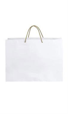 Large White Premium Folded Top Paper Bags Gold Rope Handles
