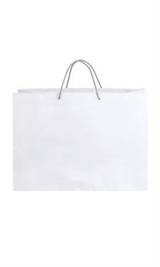 Large White Premium Folded Top Paper Bags Silver Rope Handles