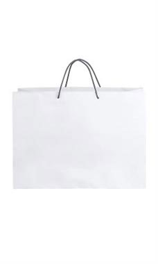 Large White Premium Folded Top Paper Bags Dark Gray Rope Handles