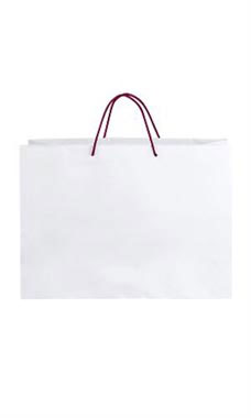Large White Premium Folded Top Paper Bags Maroon Rope Handles