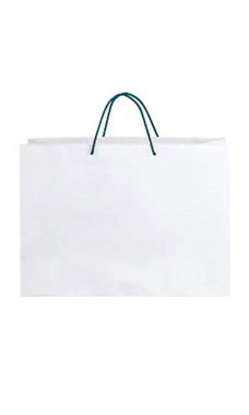 Large White Premium Folded Top Paper Bags Navy Rope Handles