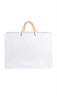 Large White Premium Folded Top Paper Bags Orange Rope Handles