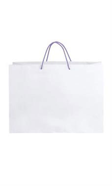 Large White Premium Folded Top Paper Bags Purple Rope Handles