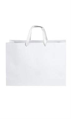Large White Premium Folded Top Paper Bags White Ribbon Handles