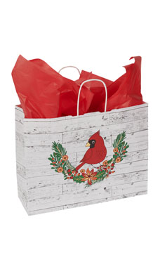 Large Winter Wreath Paper Shopping Bags - Case of 100