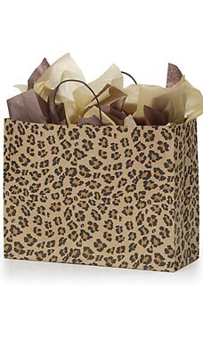 8 x 5 x 10 inch Leopard Frosted Plastic Shopping Bags - Case of 100