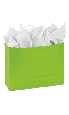 Large Lime Green Paper Shopping Bags - Case of 25