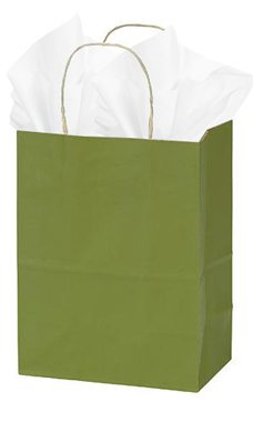 Green Kraft Paper Shopping Bags - 8" x  4" x 10"