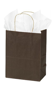 Chocolate Kraft Paper Shopping Bags - 8" x  4" x 10"