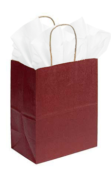 Brick Red Kraft Paper Shopping Bags - 8" x  4" x 10"