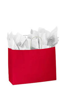 Large Glossy Red Paper Shopping Bags - Case of 25