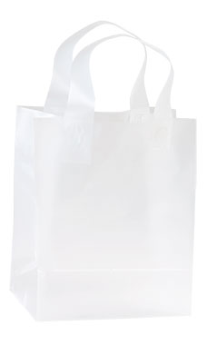 Semi-Opaque Clear Plastic Shopping Bags - 8" x 5" x 10"