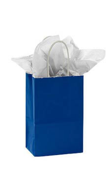 Small Glossy Royal Blue Paper Shopping Bags - Case of 100