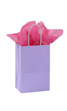 Small Glossy Lavender Paper Shopping Bags - Case of 100