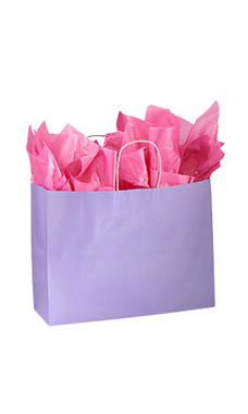 Large Glossy Lavender Paper Shopping Bags - Case of 25