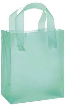 Medium Aqua Frosted Shopping Bags - Case of 100