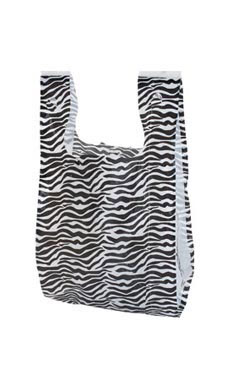 Small Zebra Print Plastic T-Shirt Bags - Case of 1,000