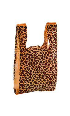 Small Leopard Print Plastic T-Shirt Bags - Case of 1,000