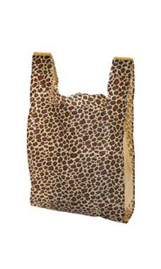 Medium Leopard Print Plastic T-Shirt Bags - Case of 500