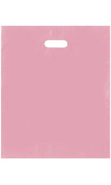 Large Pink Frosted Plastic Merchandise Bags - Case of 250