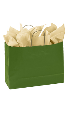 Green Kraft Paper Shopping Bags - 16" x  6" x 12"