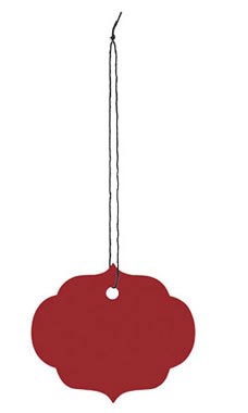 Large Strung Ornate Oval Crimson Tags