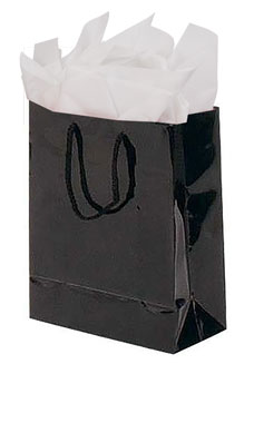 Small Black High Gloss Tote Bags - 8" x 4" x 10"