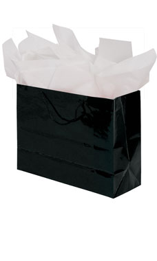 Large Black High Gloss Tote Bags - 16" x 6" x 12"