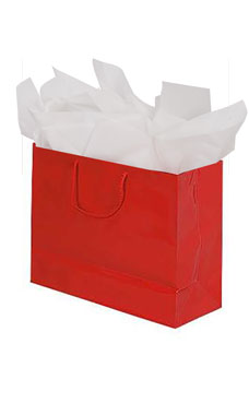 Large Red High Gloss Tote Bags - 16" x 6" x 12"