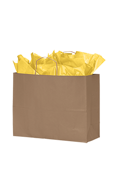 Large Natural Kraft Paper Shopping Bags - Case of 100