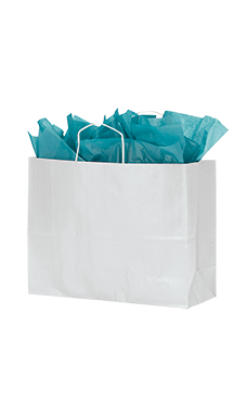 Large White Kraft Paper Shopping Bags - Case of 100