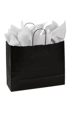 Large Black Paper Shopping Bags - Case of 25