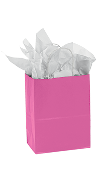 Medium Magenta Paper Shopping Bags - Case of 25