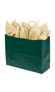 Large Hunter Green Paper Shopping Bags - Case of 25