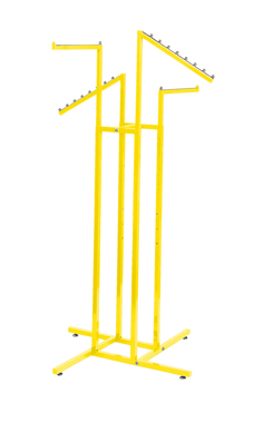 Made to Order Bright Yellow 4-Way Rack with Straight and Slant Arms