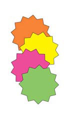 3 inch Round Multi-Colored Fluorescent Star Burst Sign Cards