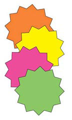 4 inch Round Multi-Colored Fluorescent Star Burst Sign Cards