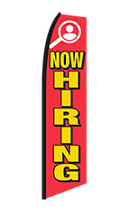 Red, Yellow, White "Now Hiring" Wave Flag