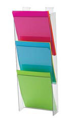 3-Tier Clear Acrylic Brochure Holder for Slatwall or Wire Grid